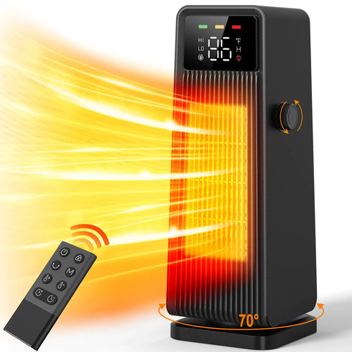 Space Heater 1500W Electric Heater with Thermostat 70° Oscillating 4 Modes1-12H Timer Portable Heater Over Heating & Tip-over Protection Heater for Bedroom Fast Heat for Office Home